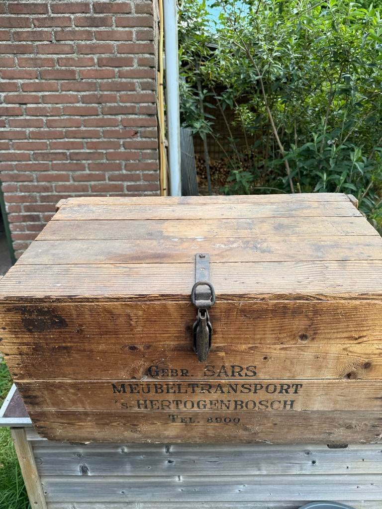 Vintage houten kist van Gebr. Sars Meubeltransport, Tuin en Terras, Ophalen, Gebruikt, Hout