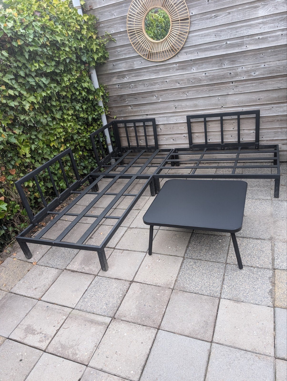 Wakefield loungeset Karwei zwart met beige Hidde kussens, Ophalen