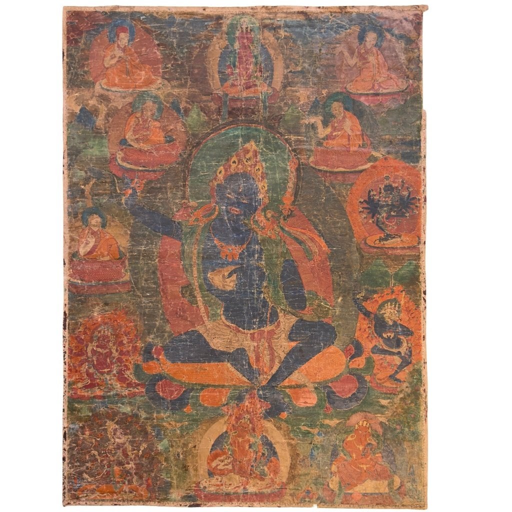 Tibetaanse thangka – 18e eeuw, Tibet, Ophalen of Verzenden, Schilderij, Textiel