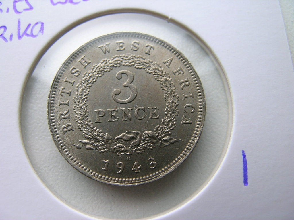 3 Pence 1943 Brits West Afrika, Ophalen of Verzenden, Overige landen, Losse munt
