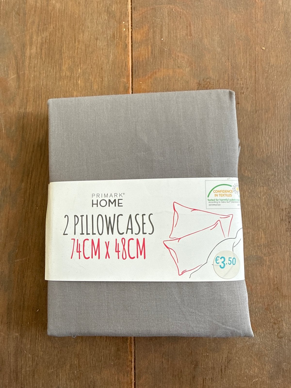 Primark Home 2 kussenslopen 74x48cm grijs, Huis en Inrichting, Overige maten, Hoeslaken of Sloop, Katoen, Nieuw