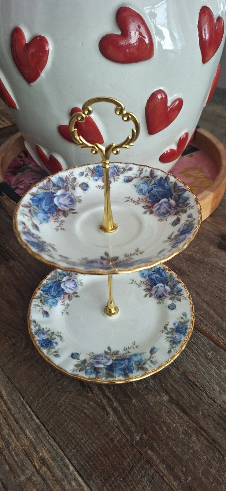Royal Albert Moonlight Rose etagere 2 laags handmade €39,50, Ophalen of Verzenden, Zo goed als nieuw
