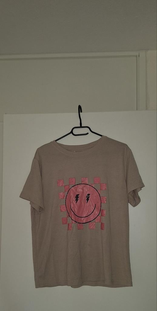 Lichtbruin shirt met roze zon Shein maat L, Bruin, Maat 42/44 (L), Ophalen of Verzenden, Zo goed als nieuw