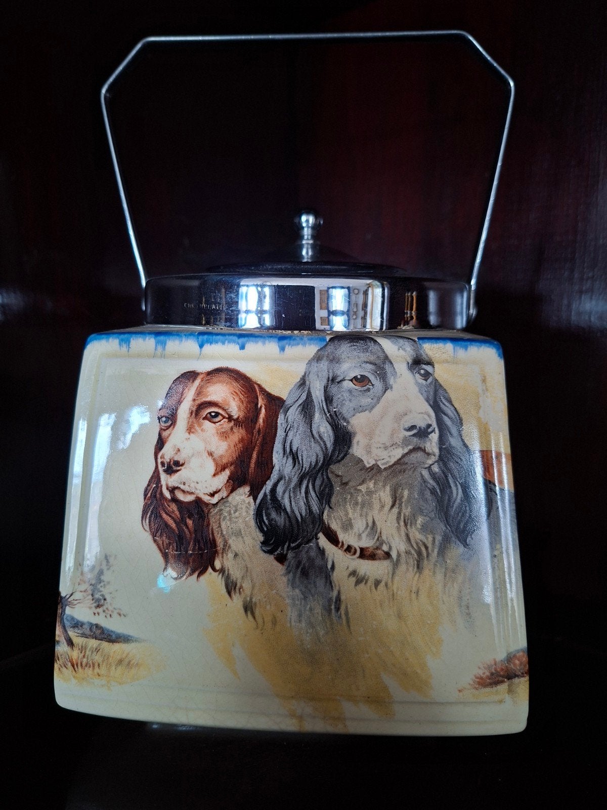 Porseleinen koekjes pot met honden, Ophalen of Verzenden