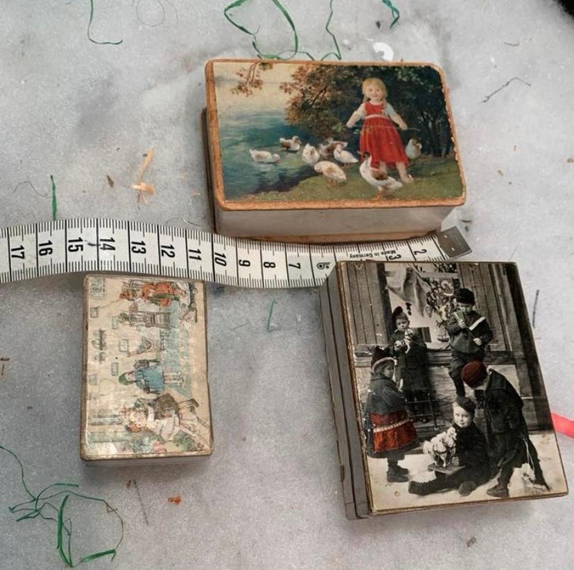 Set van 3 Antieke Juweliersdoosjes met Kinderillustraties, Ophalen of Verzenden