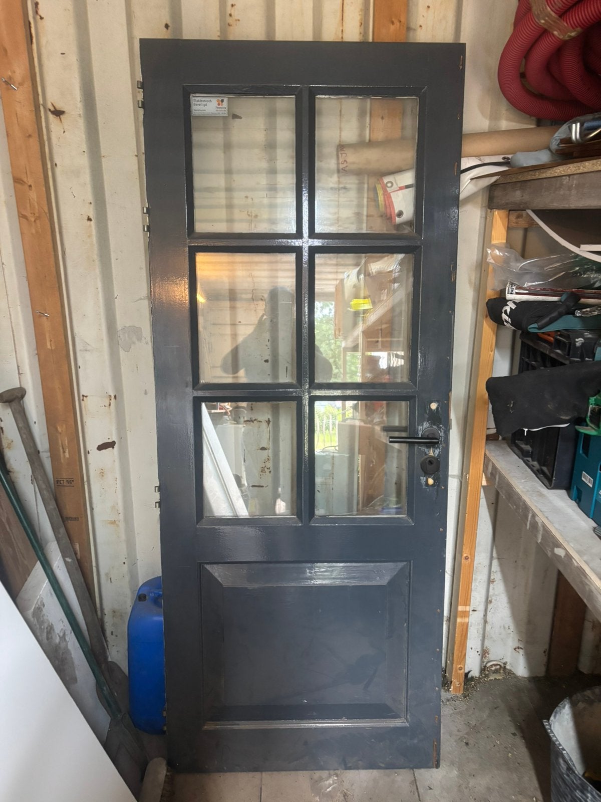 Hardhouten Deur 82.2x205.0 en 5cm dik, Doe-het-zelf en Verbouw, Deuren en Horren, Ophalen, Zo goed als nieuw, Buitendeur, 200 tot 215 cm