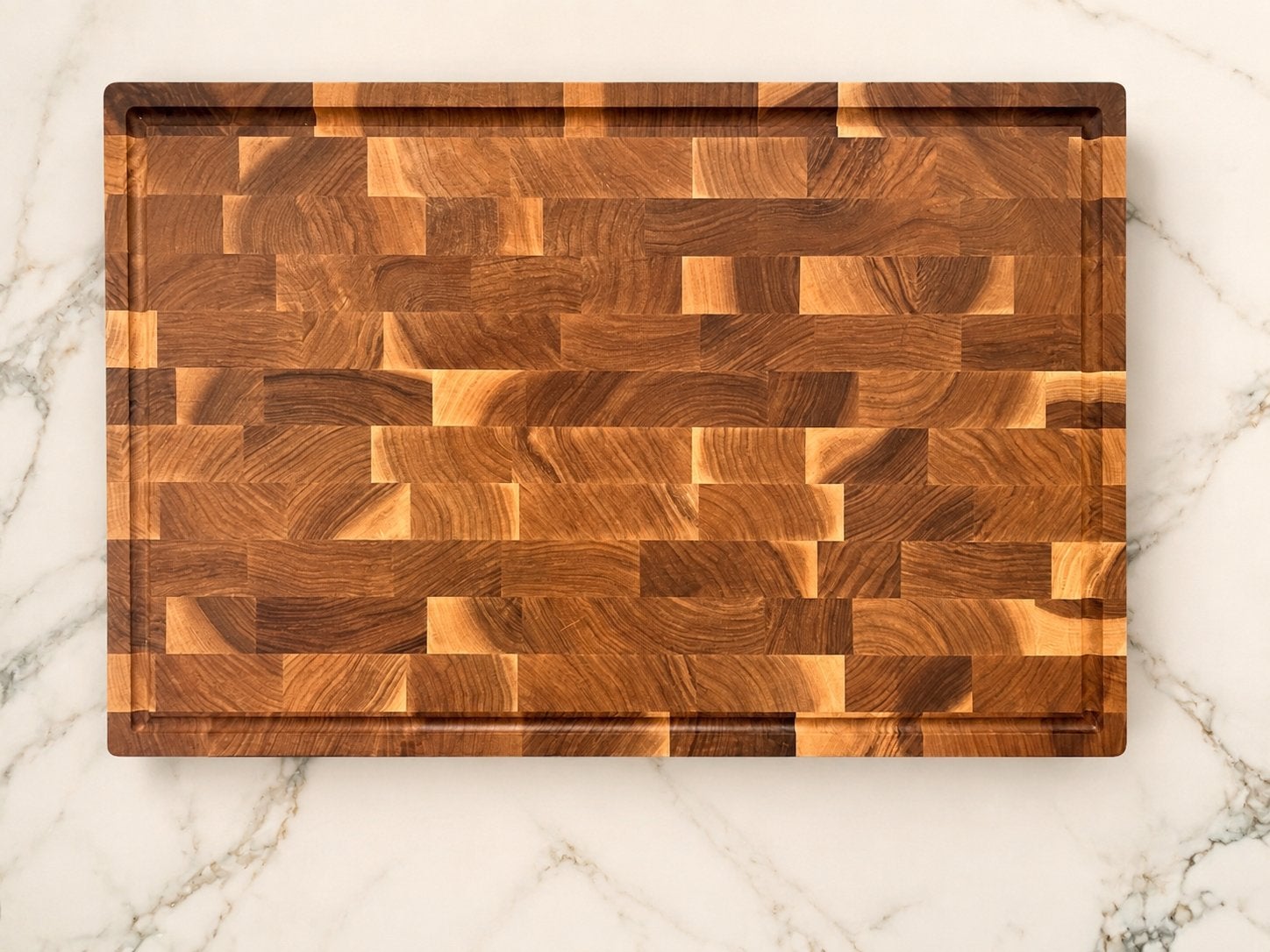 Exclusieve Kopshouten Snijplank Walnoot + sapgeul 60x40x6 cm, Hout, Snij-/serveerplank, Nieuw, Ophalen of Verzenden