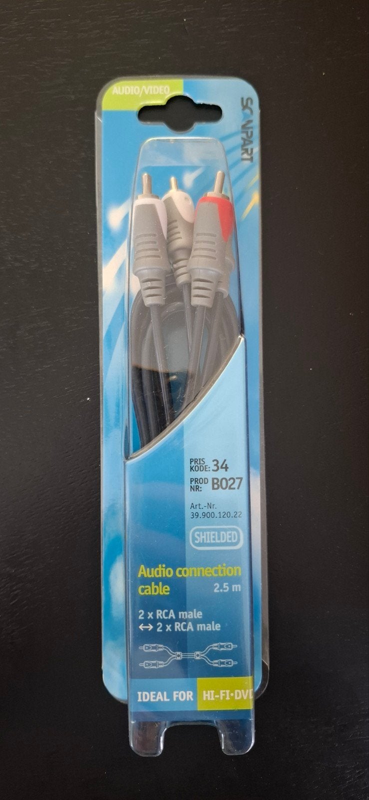 Scanpart 2x RCA naar 2x RCA audiokabel (2.5 meter), Ophalen of Verzenden, Nieuw, Minder dan 2 meter, Interlink-kabel