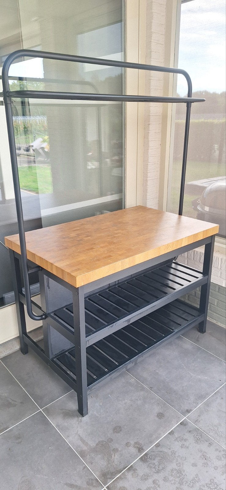 Bartafel / BBQ Tafel met Houten Blad en Metalen Frame