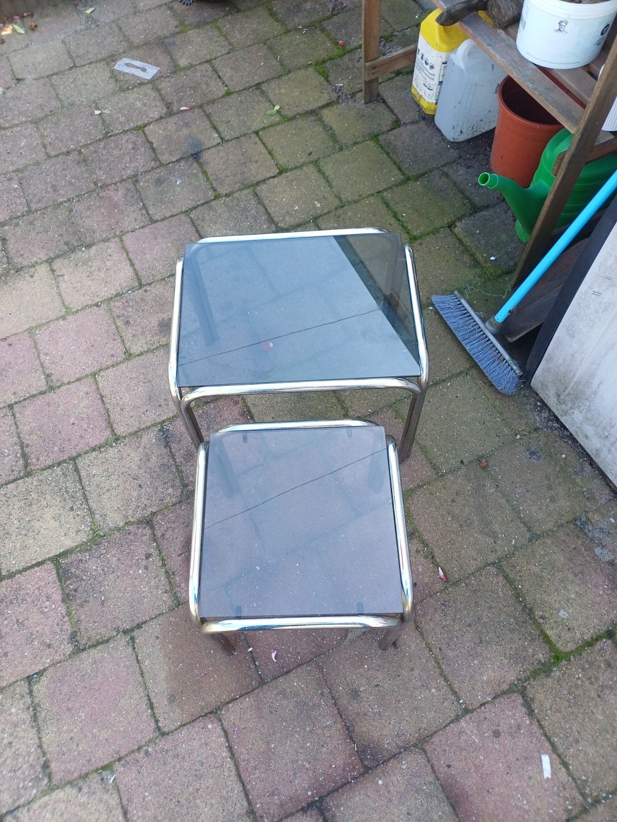 vintage/ vintage zet bijzettafeltje spac modernistische, Ophalen of Verzenden