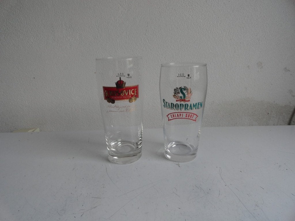 Bierglazen Tsjechie Staropramen en Krusovice, Ophalen of Verzenden, Zo goed als nieuw, Glas of Glazen, Overige merken