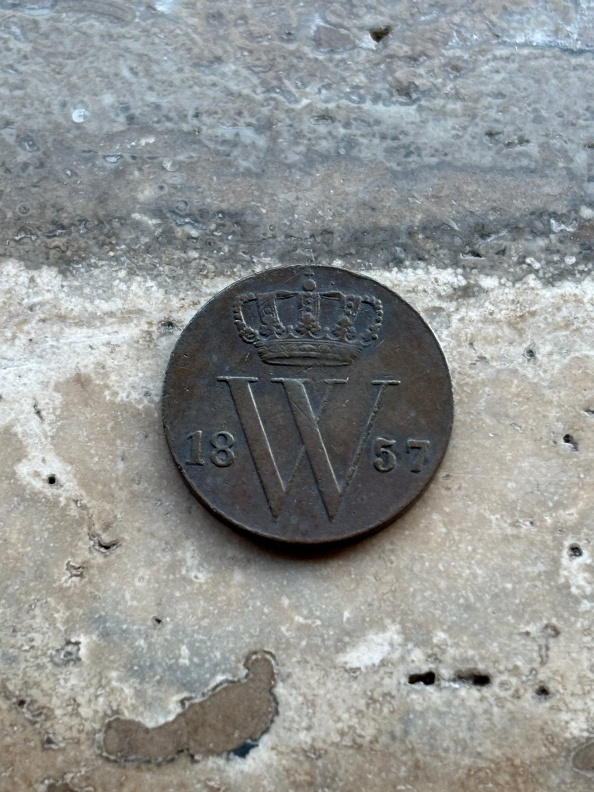 1/2 cent 1857 Willem III, mooie kwaliteit, Ophalen of Verzenden, Koning Willem III, Losse munt