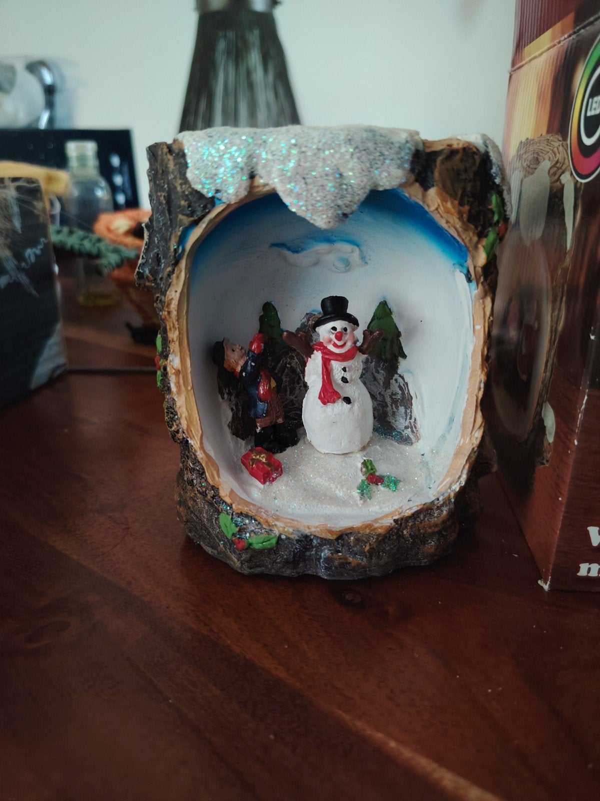 winter/kerst tafereel plateautje met led verlichting, Ophalen of Verzenden, Zo goed als nieuw