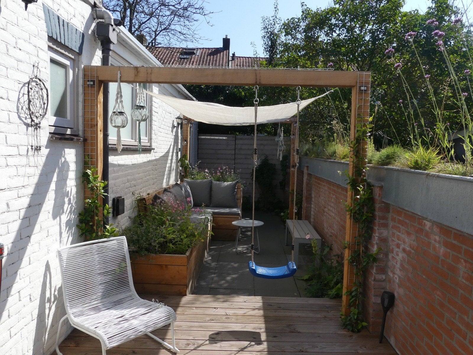 Schaduwdoek/zonnedoek 2 x 3,5m Crème, Tuin en Terras, Zonneschermen, Ophalen of Verzenden, Overige typen