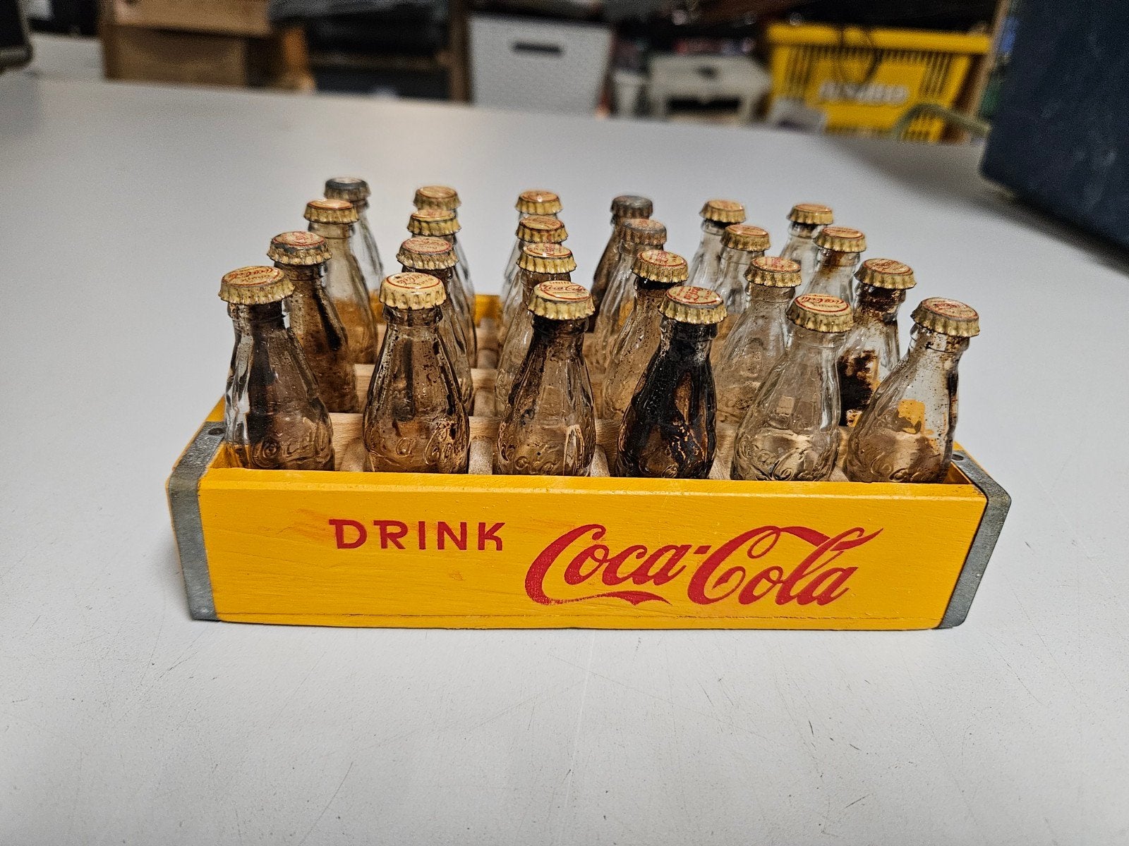 Vintage Coca Cola Mini Kratje met Flesjes, Verzamelen, Ophalen of Verzenden, Gebruikt