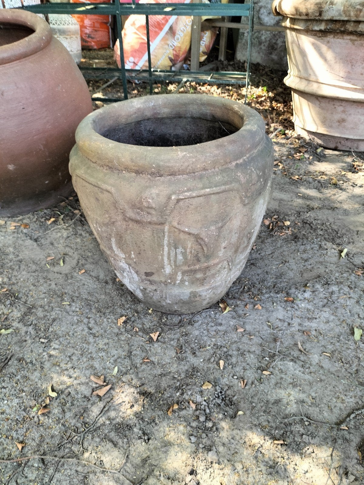 Grote authentieke aarde kleur Toscaanse terracotta bloempot, Ophalen, Steen, Gebruikt, 40 cm of meer