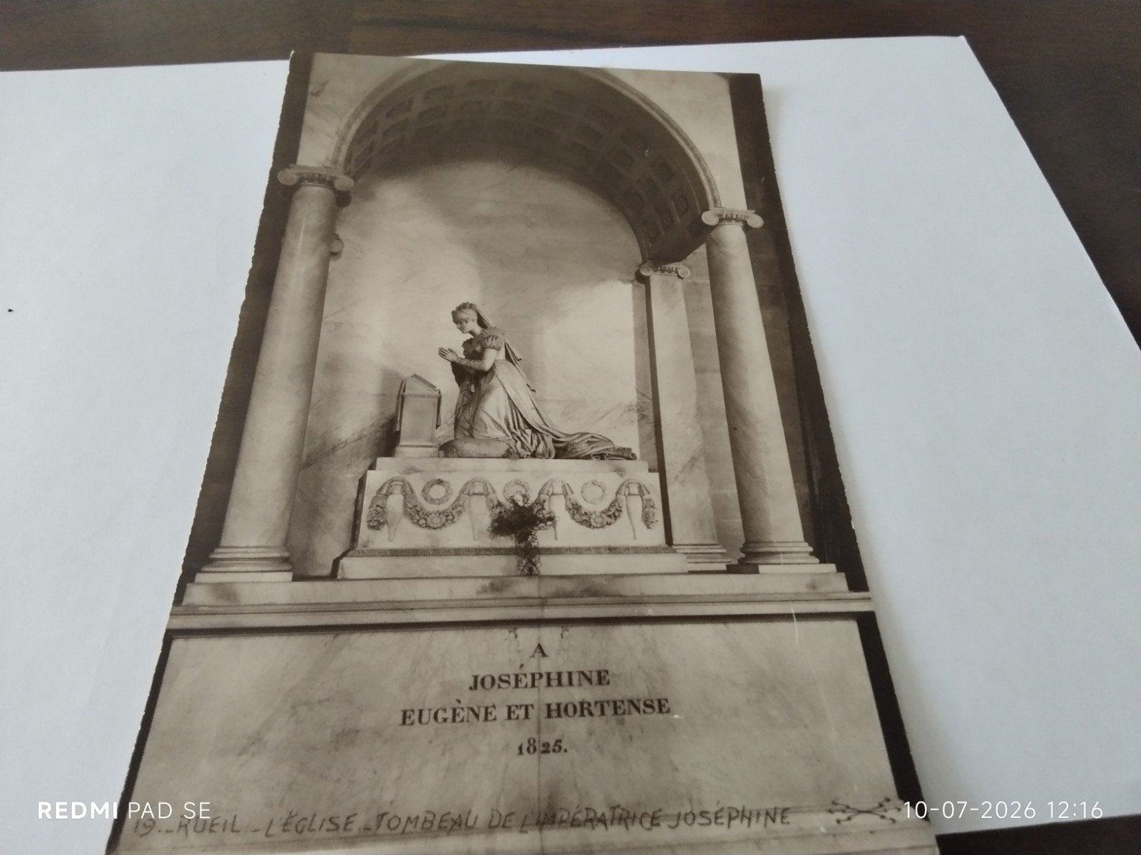 Antieke foto: Tombe van Keizerin Joséphine, Rueil 1825, Ophalen of Verzenden, Voor 1940, Gebruikt