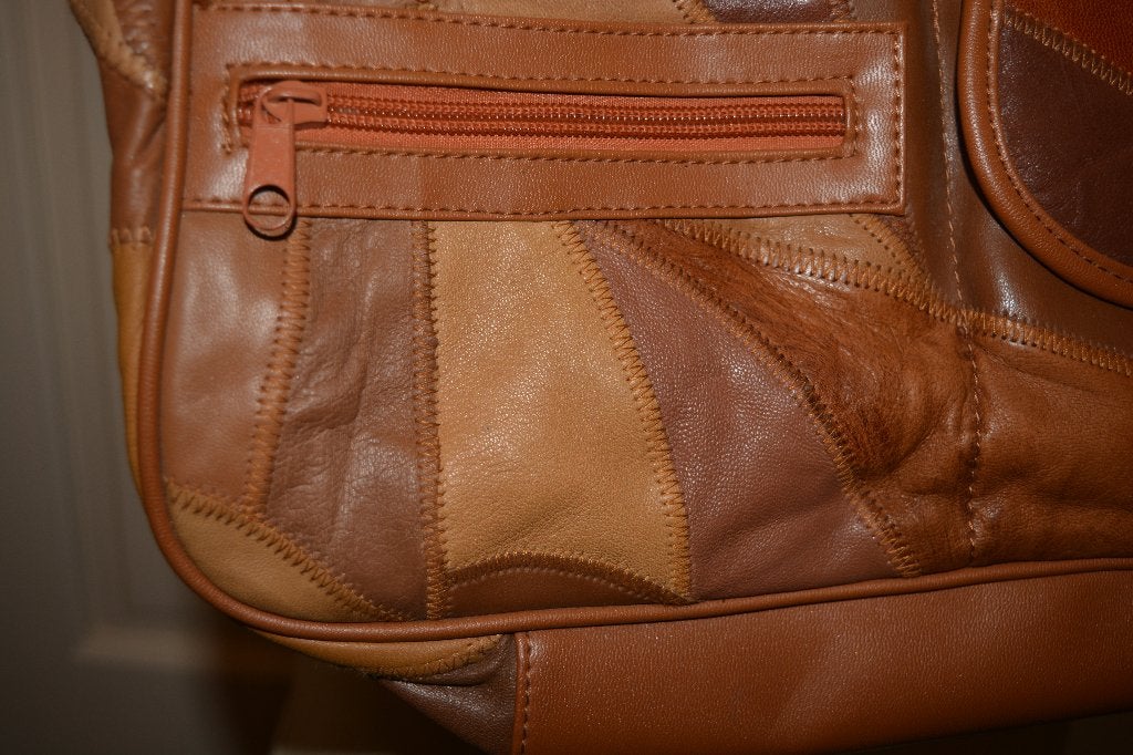 Spiess, bruin patchwork leren tas, Ophalen of Verzenden, Zo goed als nieuw, Bruin, Handtas