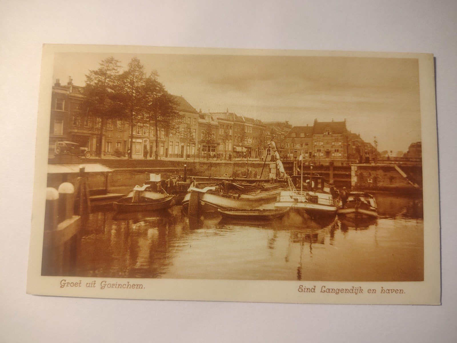 Gorinchem Eind Langendijk en haven., Ophalen of Verzenden, Voor 1920, Zuid-Holland