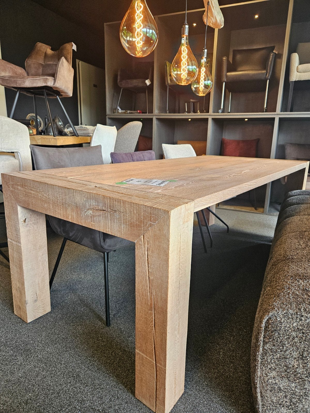 Massief eiken tafel gerookt witte olie opruiming, Verzenden, 50 tot 100 cm, Rechthoekig, Nieuw