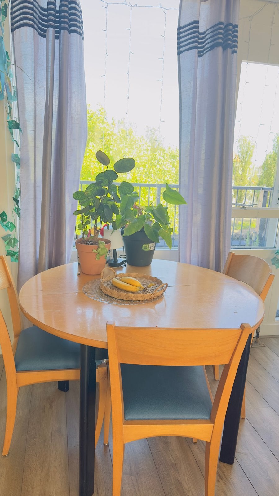 Houten eettafel met 4 stoelen, Ophalen, Gebruikt, Vier personen, Ovaal