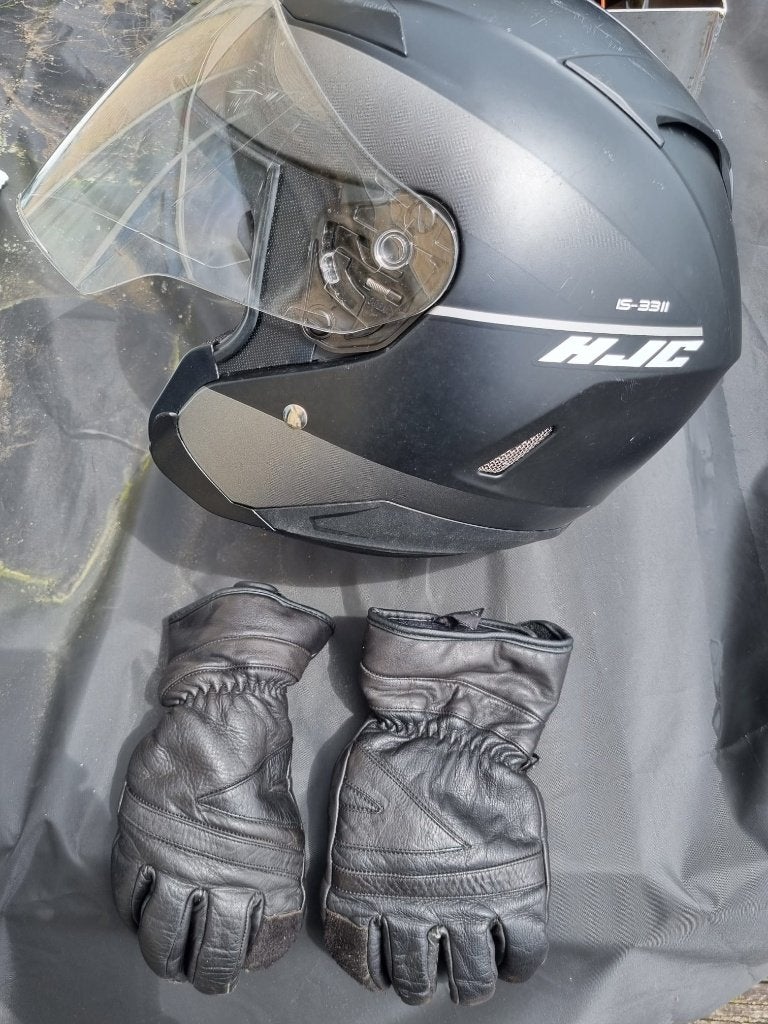 Motorhelm integraal en regen pak en veiligheid vest, XL, Integraalhelm, Tweedehands, Ophalen