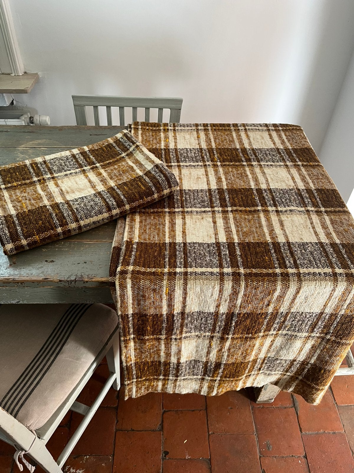 VINTAGE JAREN 60/70 PLAID DEKEN WOONDEKEN 2 STUKS, Ophalen of Verzenden, Zo goed als nieuw