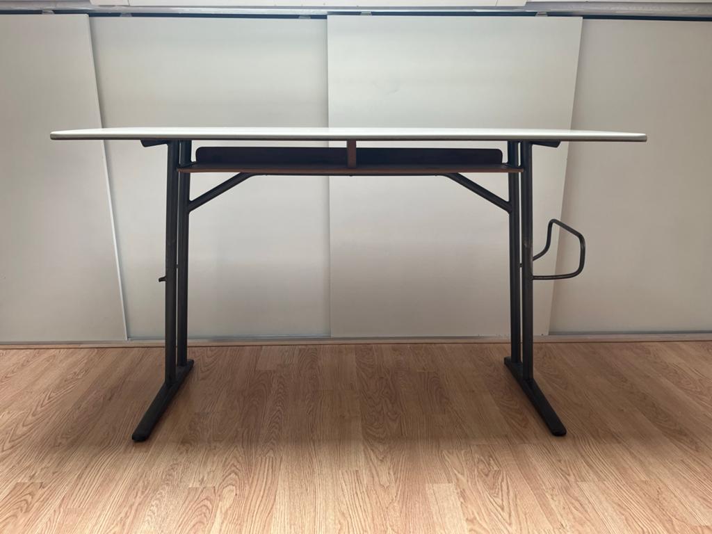 Vintage schoolbankje / bureau, Ophalen, Gebruikt, Metaal, Industrieel