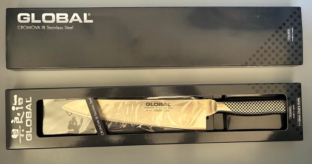Global G-16 Koksmes 24cm - Nieuw in doos, Ophalen of Verzenden, Metaal, Overige merken, Nieuw