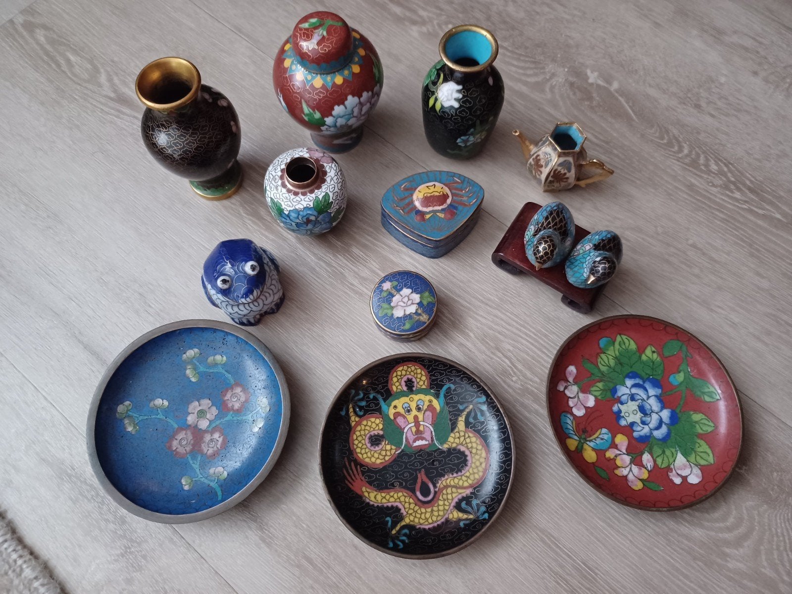 Verzameling Chinese Cloisonne Miniaturen 13 x, Ophalen of Verzenden