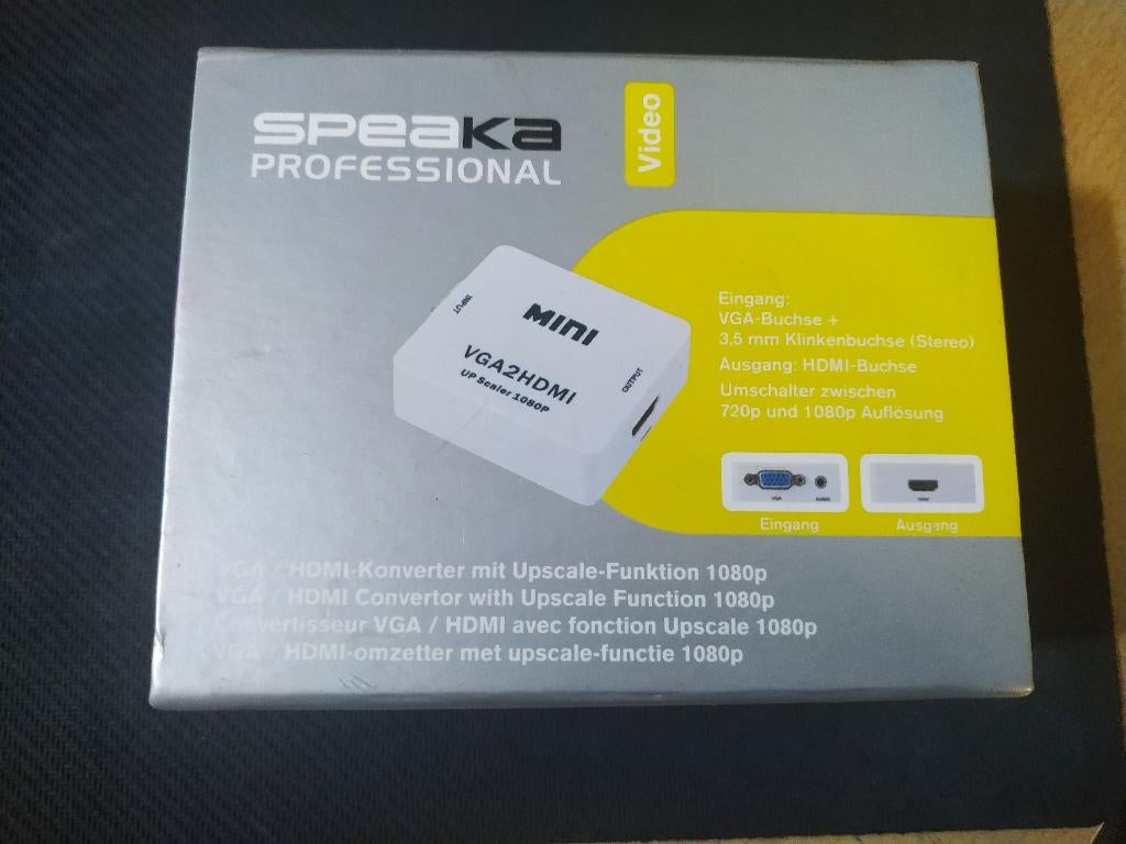 Speaka Professional VGA naar HDMI adapter, Computers en Software, Pc- en Netwerkkabels, Ophalen of Verzenden, Nieuw