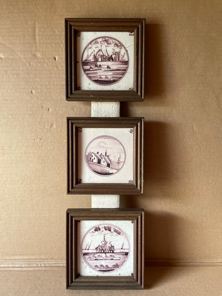 Tafereeltje met 3 antieke tegels, Antiek en Kunst, Ophalen