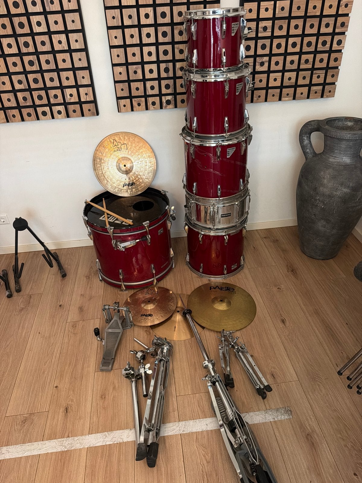 Beginners  drumstel (REMO)inclusief hardware en bekkens, Muziek en Instrumenten, Ophalen, Gebruikt, Overige merken