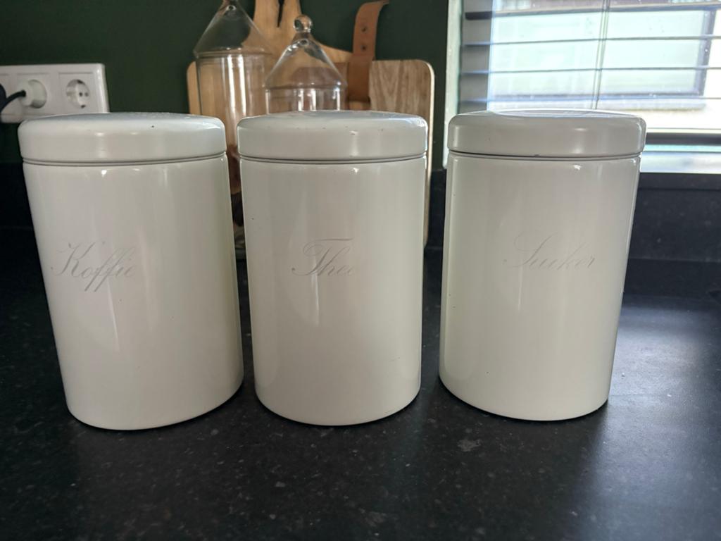 3 Creme kleurige Brabantia voorraad bussen, Zo goed als nieuw, Voorraadpot, Metaal, Brabantia