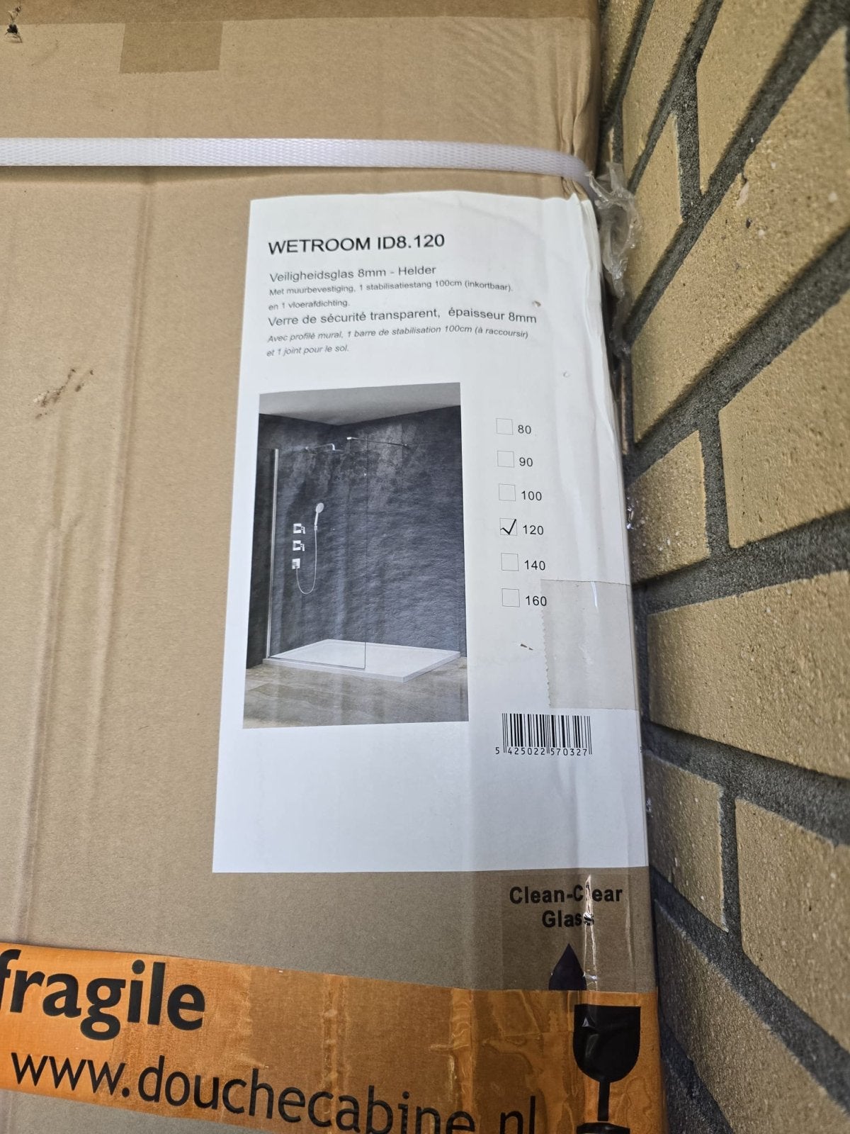 Douchecabine 120cm breed, 8mm veiligheidsglas, helder, Ophalen of Verzenden, Nieuw, Met douche