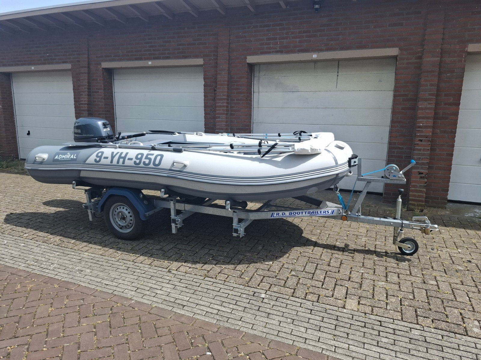 AM 410 rubberboot inclusief trailer., Ophalen, 10 tot 30 pk, Gebruikt, Viertaktmotor