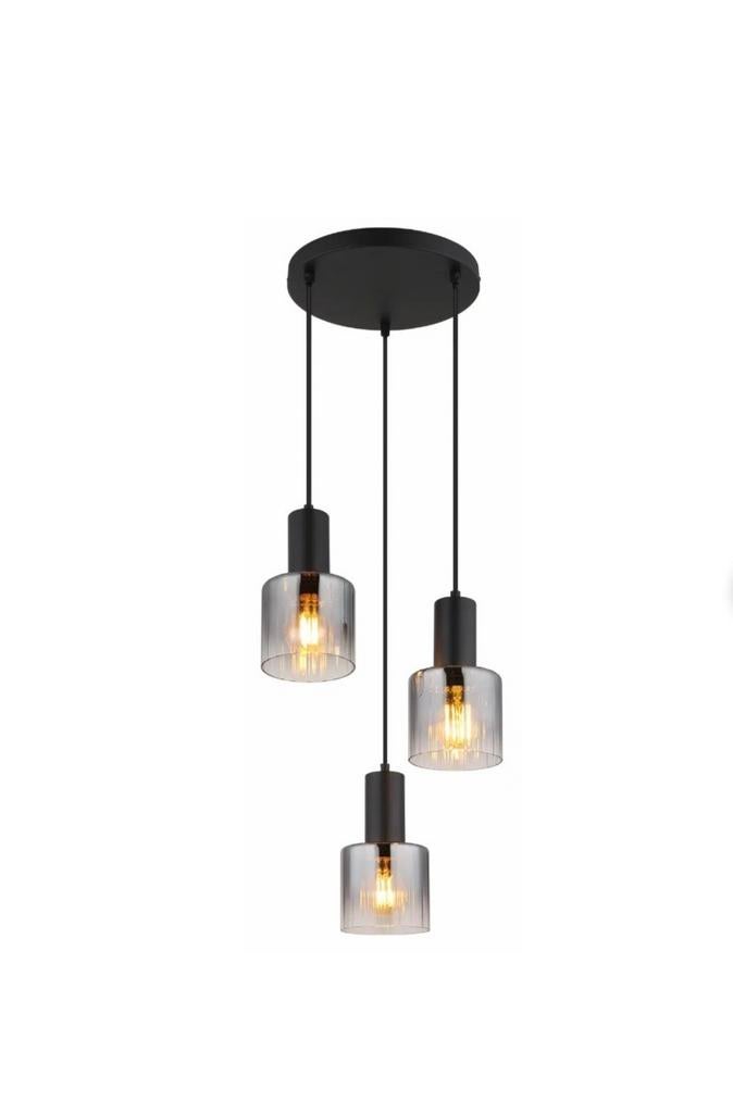 2x Globo hanglamp jack metaal zwart 3x E27 zo goed als nieuw, Ophalen, Zo goed als nieuw, Glas