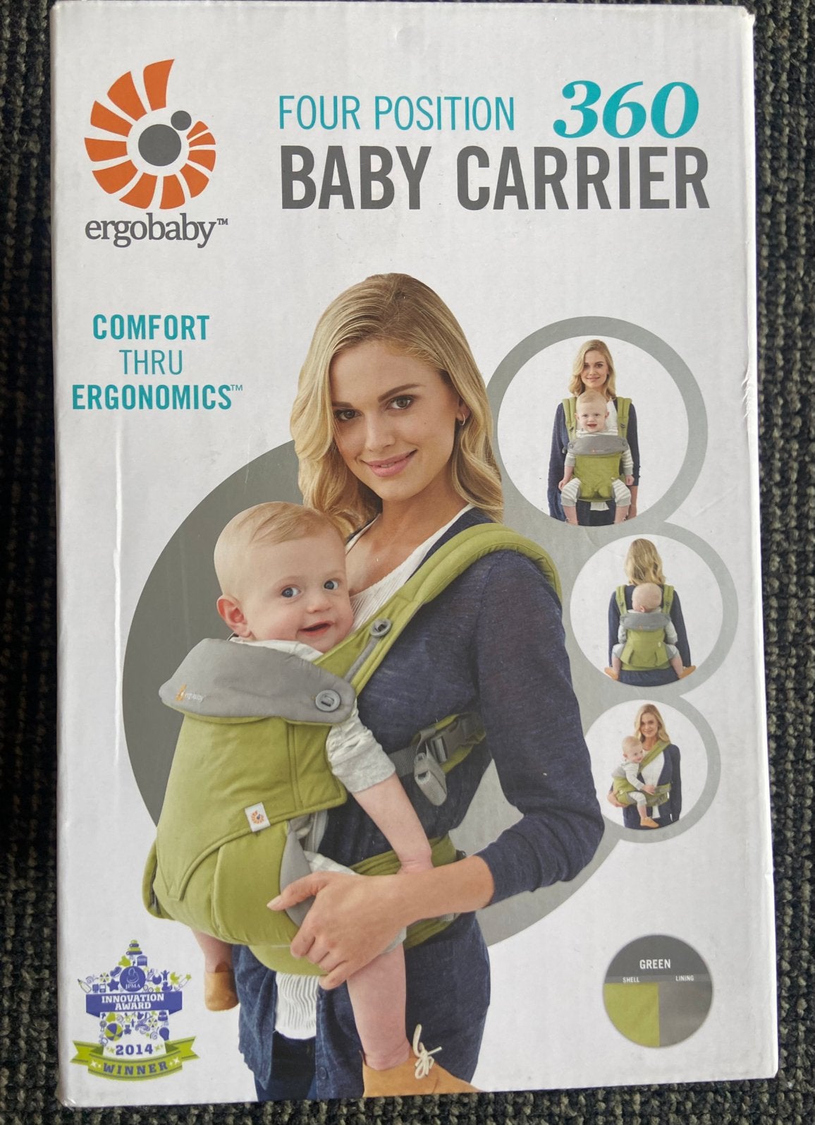 Ergobaby 360 carrier with wind/rain protection cover, Gebruikt, Buik, Rug of Zij, Draagzak, Ophalen