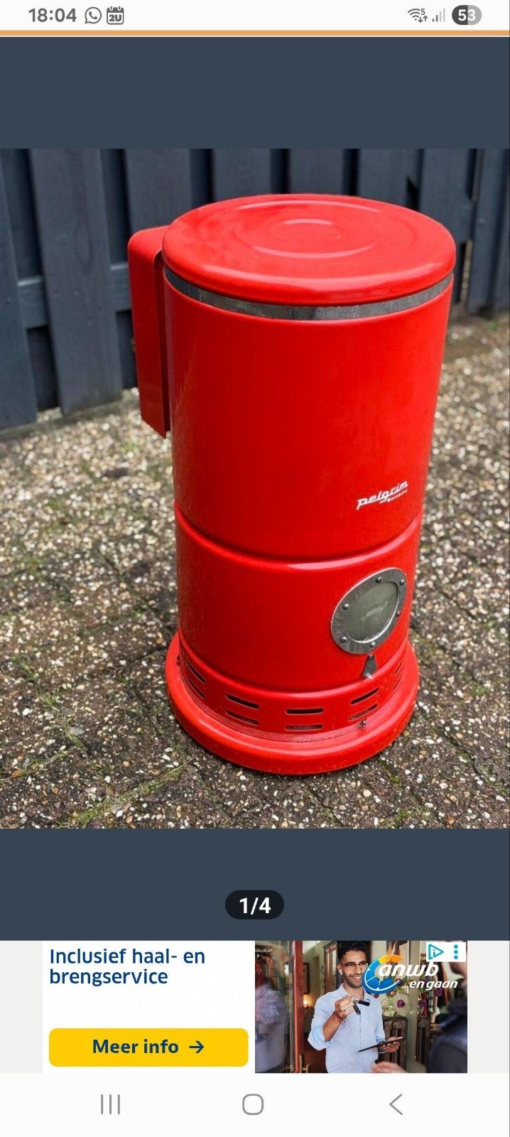 Pelgrim Bambino 45 Normgastoestel - Aardgas Kachel, Huis en Inrichting, Kachels, Gebruikt, Gas, Ophalen of Verzenden, Vrijstaand