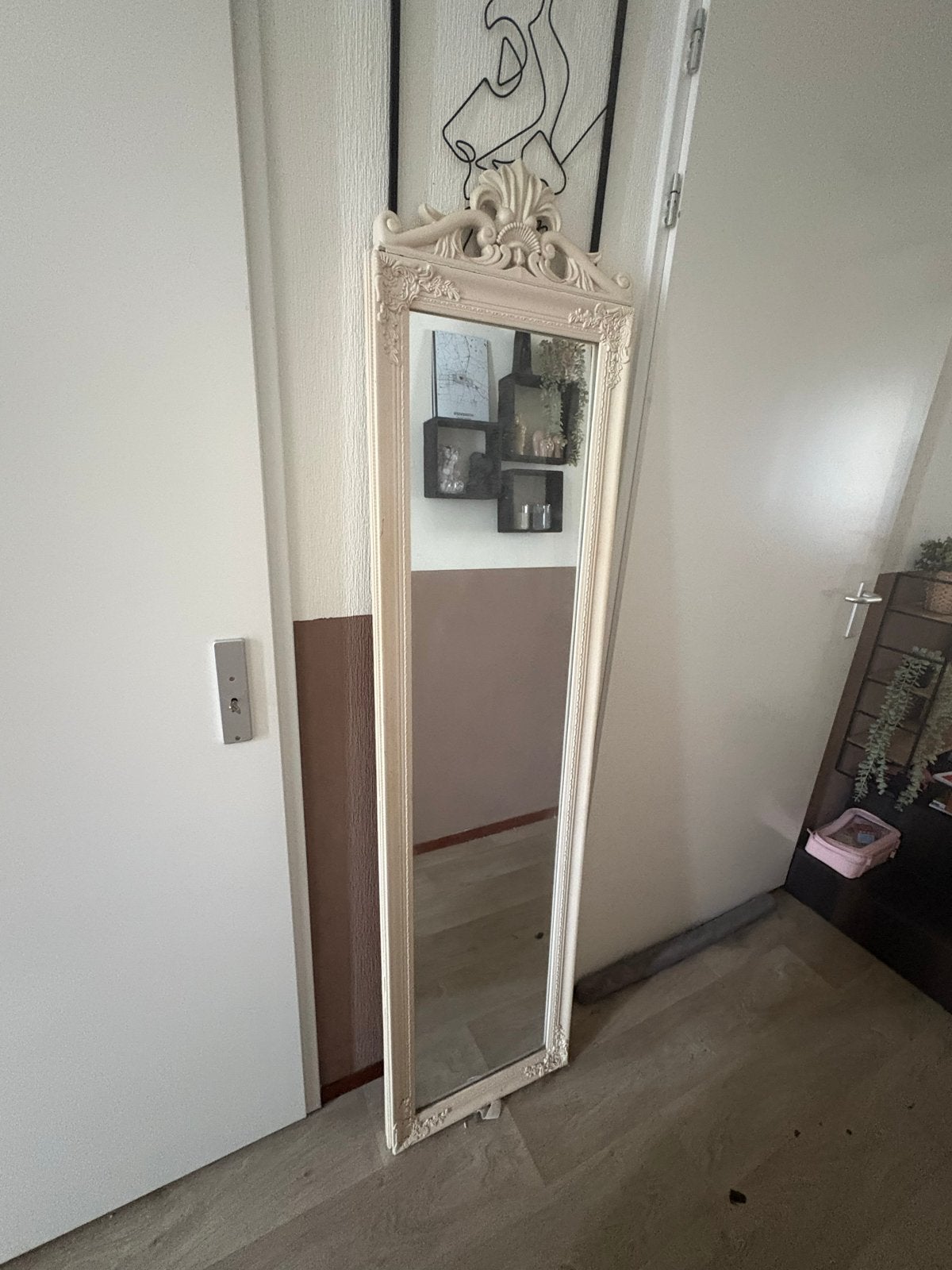 Grote spiegel met barok lijst - scheur in rand, Ophalen, Minder dan 50 cm, Gebruikt, 150 tot 200 cm