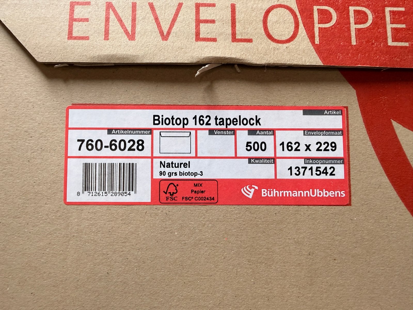 Enveloppen bitop 162 x 229 trekstrip, Ophalen, Envelop