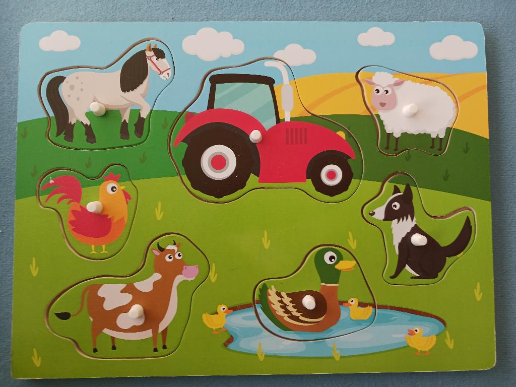 Houten puzzel boerderij, Ophalen of Verzenden, Minder dan 10 stukjes, Zo goed als nieuw, 6 maanden tot 2 jaar