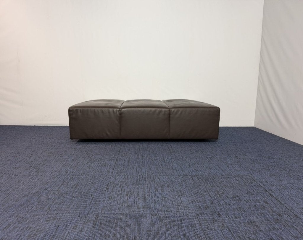 Vintage Walter Knoll Hocker/poef, donkerbruin leder, Ophalen, Gebruikt, 125 cm of meer, Leer