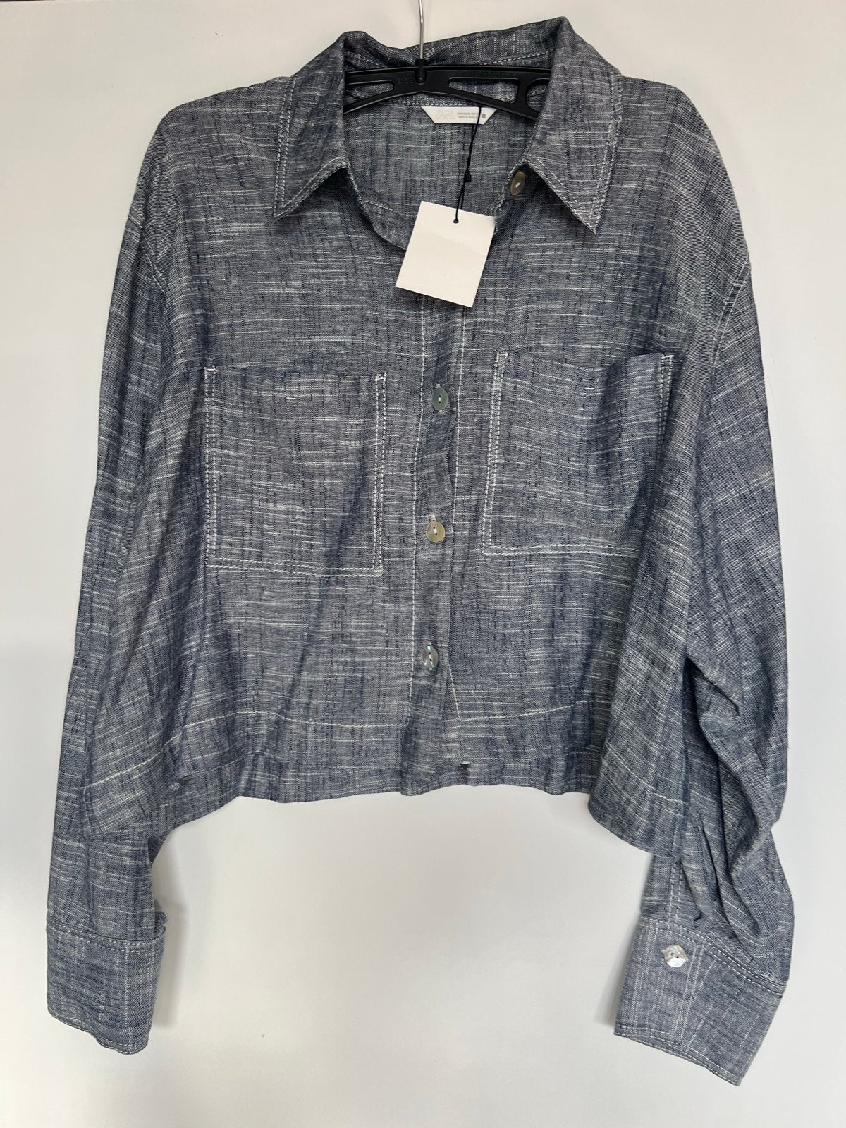 Zara Cropped Blouse - Nieuw met kaartjes, Ophalen of Verzenden, Nieuw, Maat 46/48 (XL) of groter, Blauw
