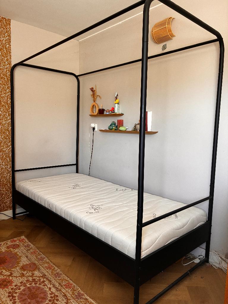 woood hemelbed en Bamboo Eclusive matras (HR%%), Ophalen, Gebruikt, 90 cm, Eenpersoons