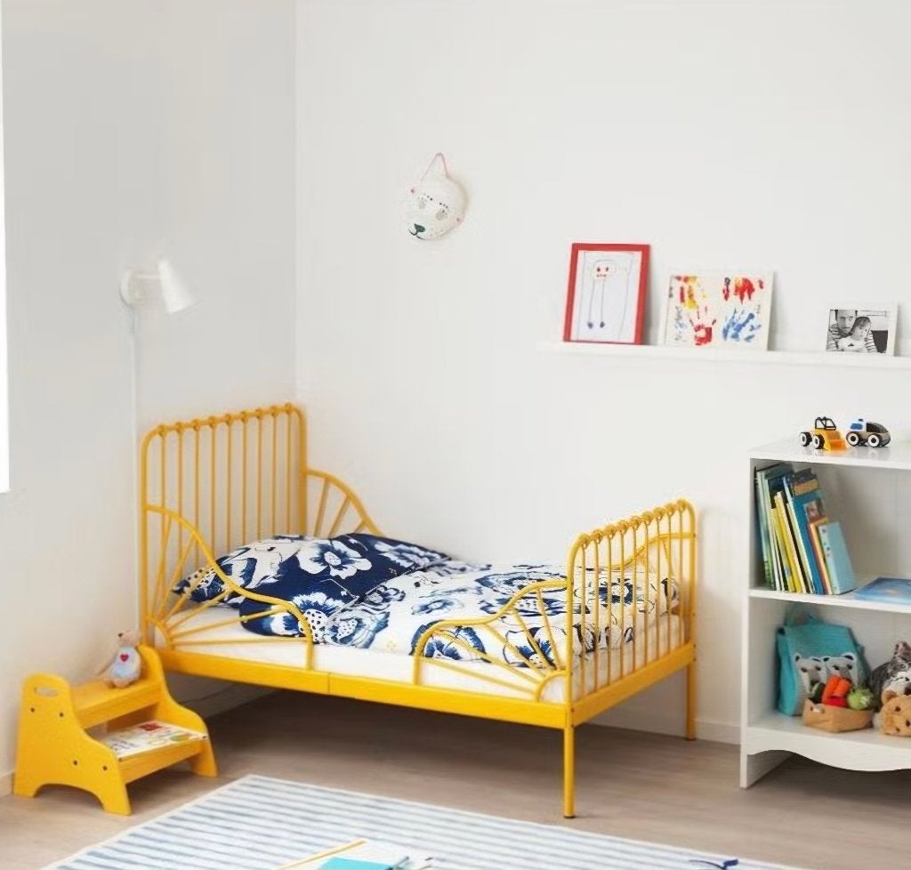 Ikea Minnen meegroei bed, Ophalen, 70 tot 85 cm, Zo goed als nieuw, Lattenbodem