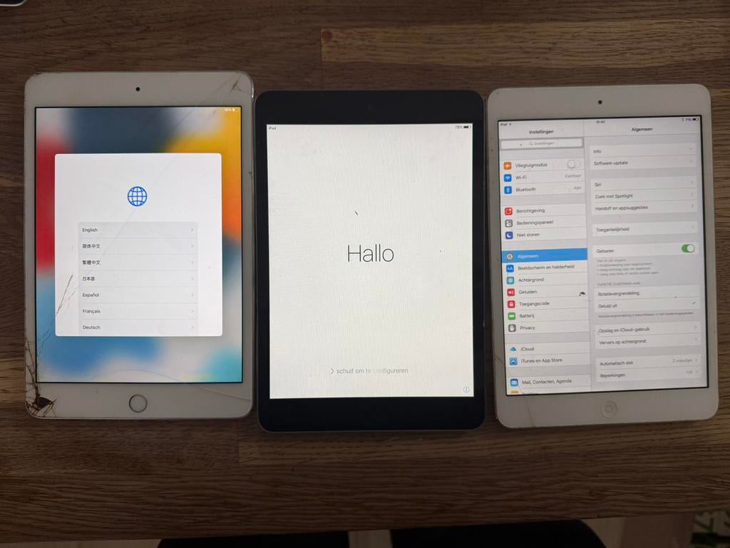 Partij oude ipads, iphones en samsung tablet en telefoons, Computers en Software, Apple iPads, Apple iPad, Wit, Zo goed als nieuw