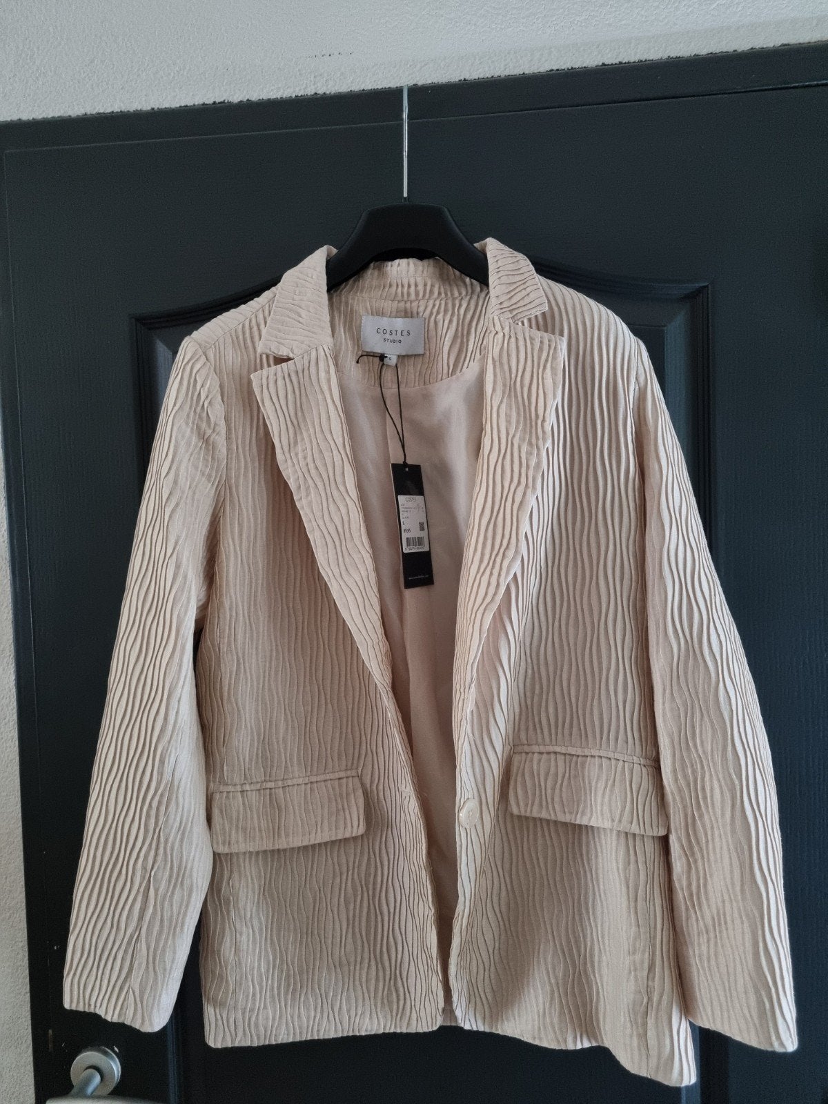 NIEUW!!Costes Studio Wave Plissé Blazer Maat S, Beige, Nieuw, Ophalen of Verzenden, Maat 36 (S)