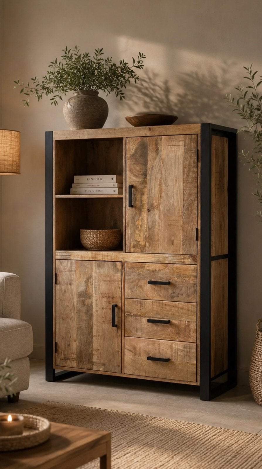 Magazijn leegverkoop - opbergkast mangohout - WK Home