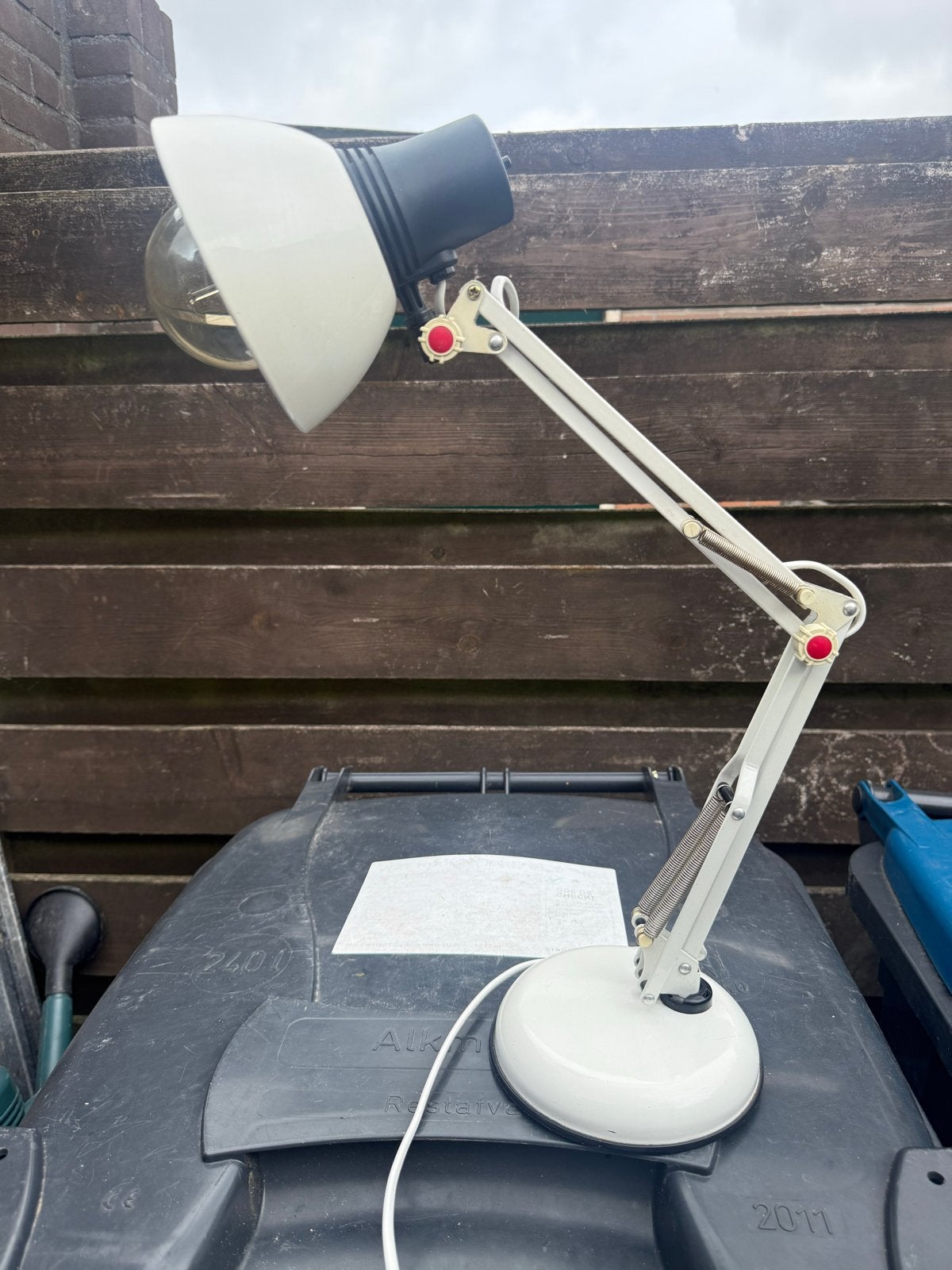 Verstelbare Bureaulamp - Wit/Zwart, Klassiek Design, Ophalen, Bureaulamp, Gebruikt, Overige merken